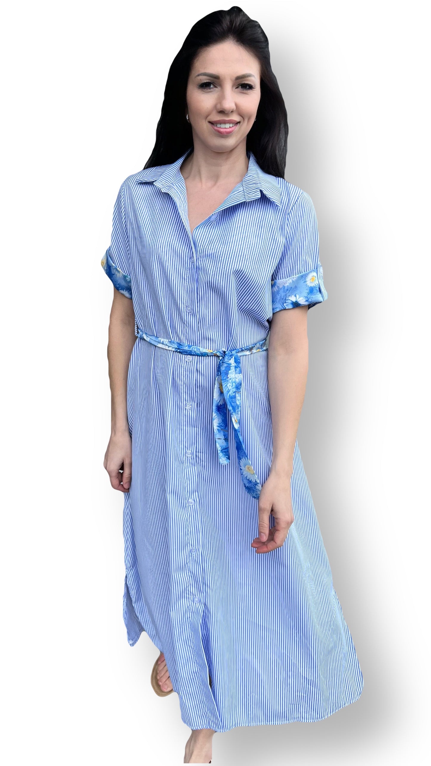 Blau gestreiftes Hemdkleid